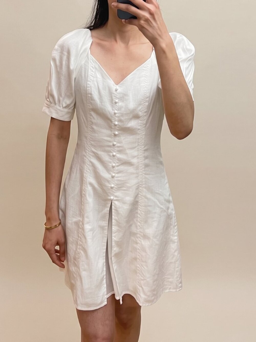 White Puff Sleeve Mini Dress Cottagecore Romantic Summer Dress